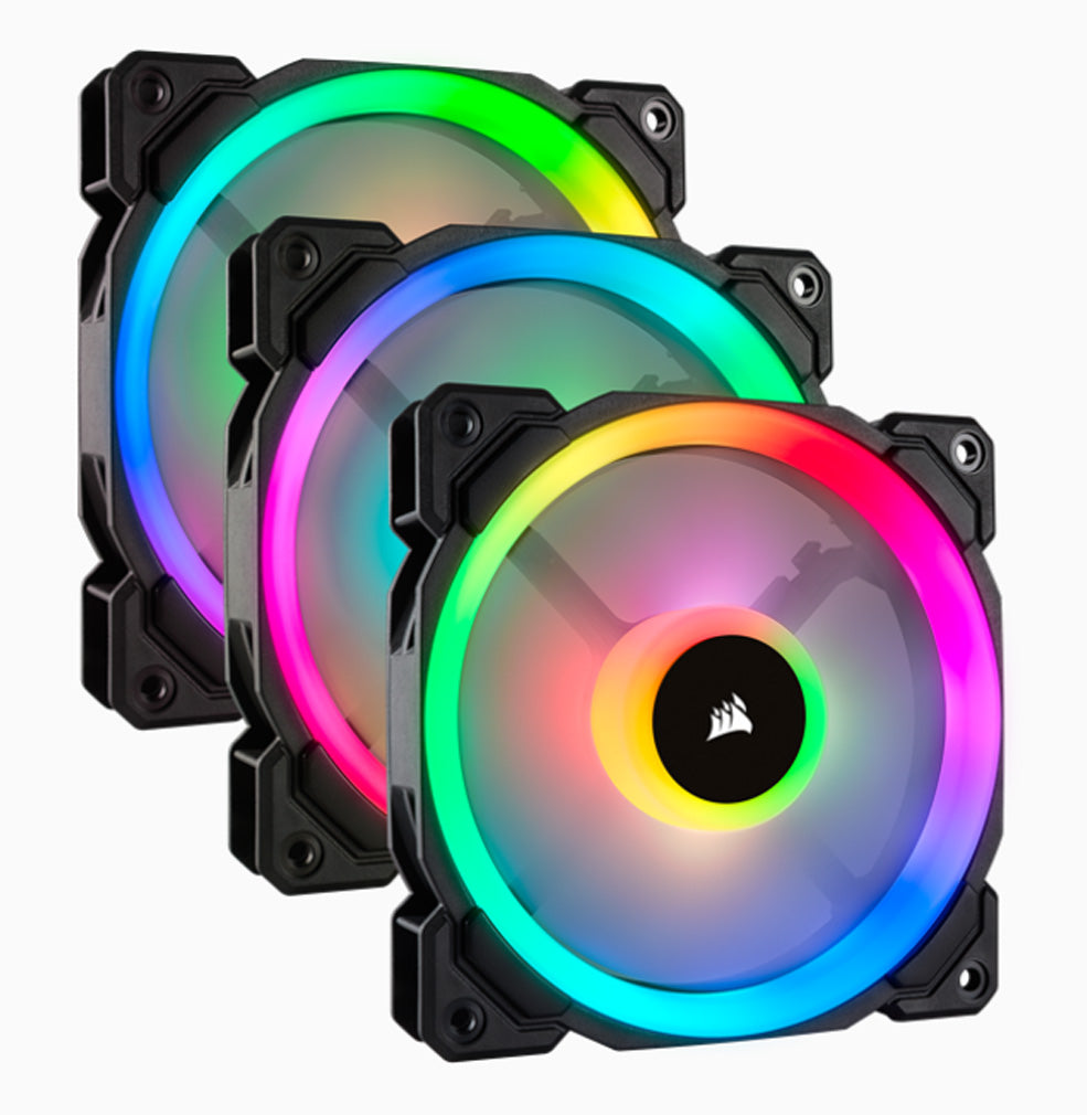 Corsair LL120 RGB 120mm Dual Light Loop RGB LED PWM Fan — 3 Fan Pack with Lighting Node PRO
