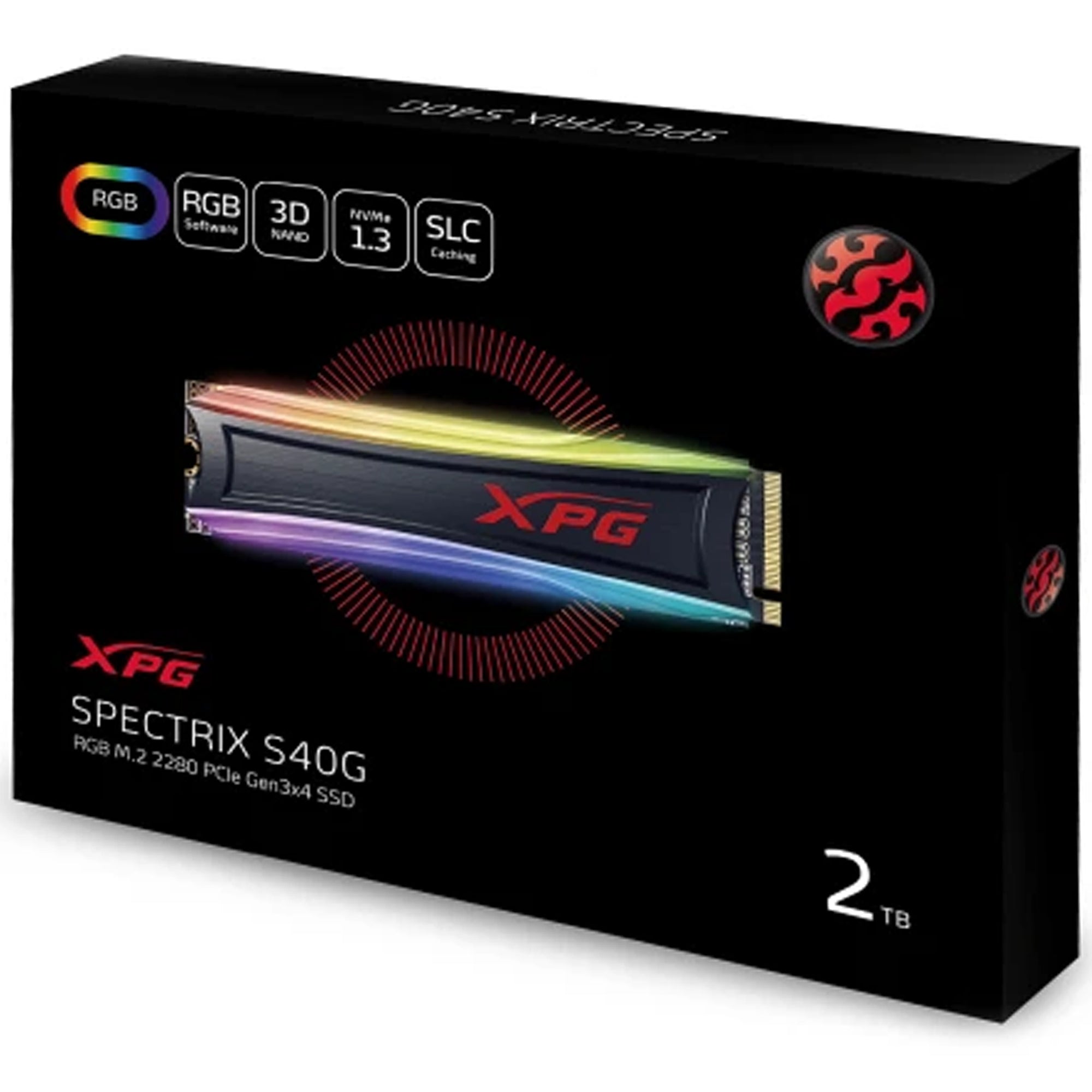 Adata XPG SPECTRIX S40G RGB 2TB NVMe PCIE SSD Hard Drive Gen3x4 M.2 2280 Card